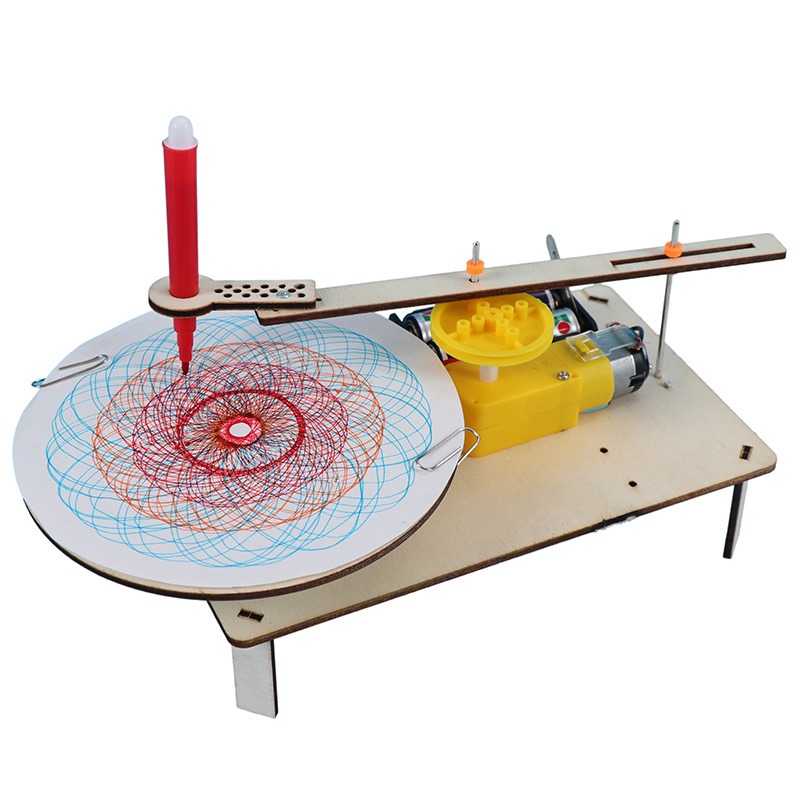 Science Max - 1-3 Stück DIY Holz-Elektro-Plotter Zeichenroboter Spielzeug